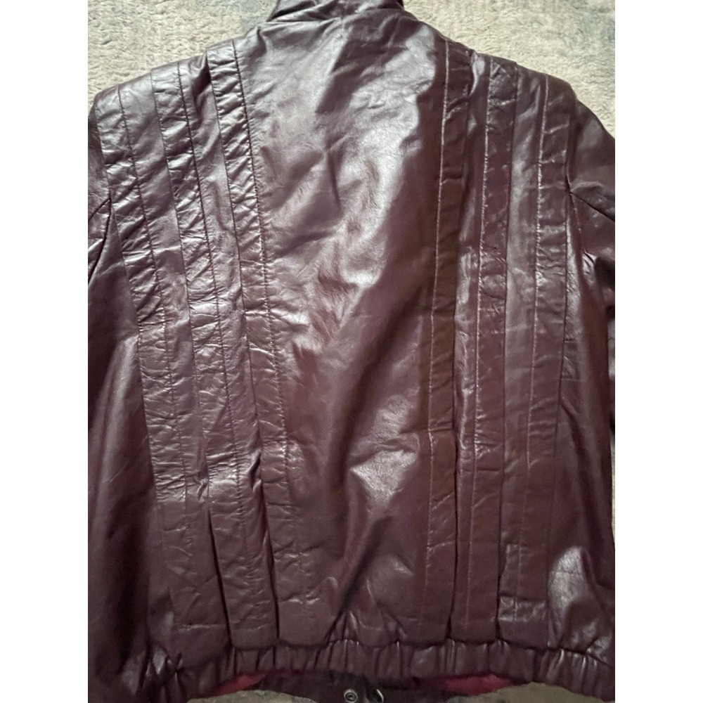 Vintage Verducci Women's Oxblood Leather‎ Moto Bomber Jacket Shearling Quilted - Picture 8 of 14